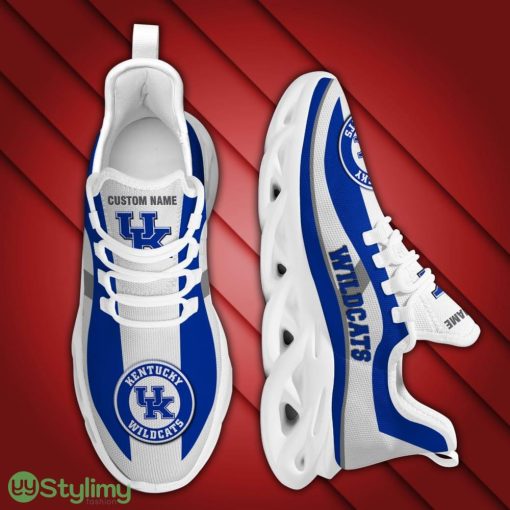 Kentucky Wildcats Logo Custom Name Pattern In Blue And White 3D Max Soul Sneaker Shoes