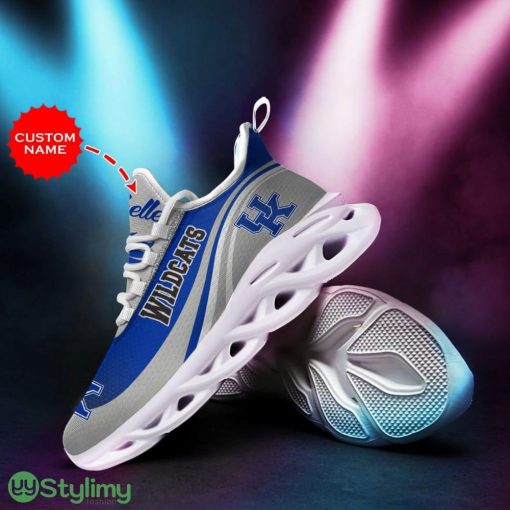 Kentucky Wildcats Logo Pattern Custom Name 3D Max Soul Sneaker Shoes In Blue Gray