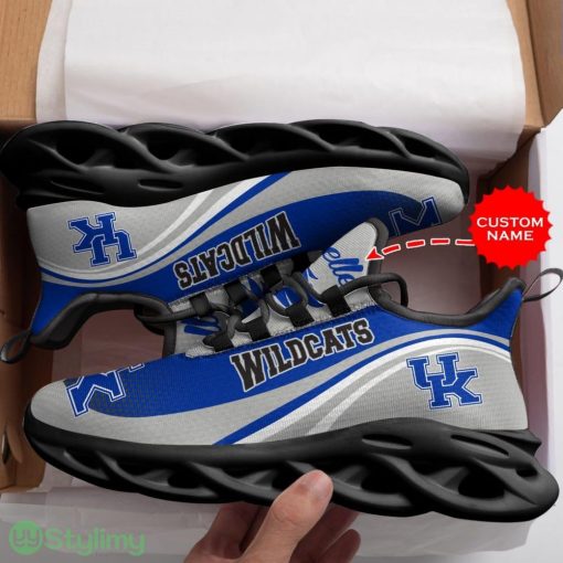 Kentucky Wildcats Logo Pattern Custom Name 3D Max Soul Sneaker Shoes In Blue Gray