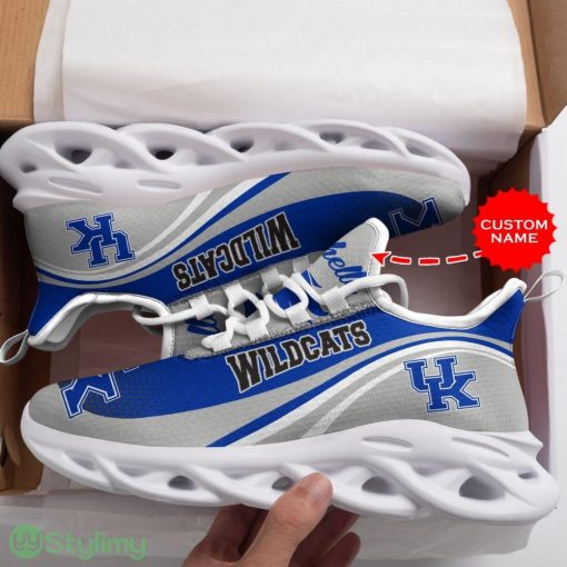 Kentucky Wildcats Logo Pattern Custom Name 3D Max Soul Sneaker Shoes In Blue Gray