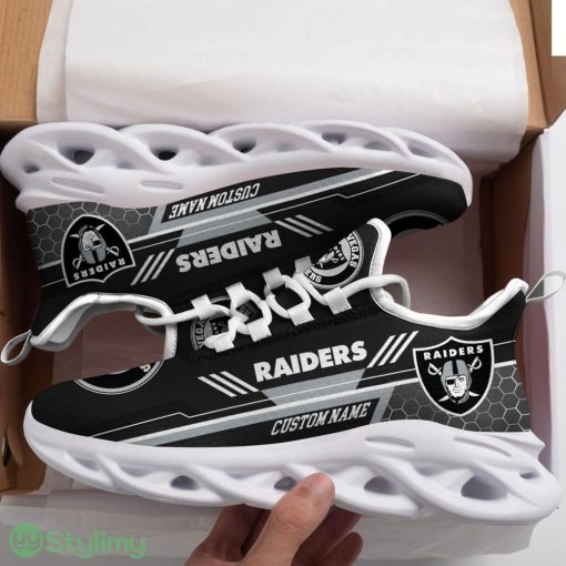 Las Vegas Raiders Logo Beehive Pattern Custom Name 3D Max Soul Sneaker Shoes