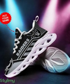 Las Vegas Raiders Logo Custom Name Pattern 3D Max Soul Sneaker Shoes In Black And Gray - Las Vegas Raiders Logo Custom Name Pattern 3D Max Soul Sneaker Shoes In Black And Gray_2