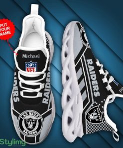 Las Vegas Raiders Logo Custom Name Pattern 3D Max Soul Sneaker Shoes In Black And Gray - Las Vegas Raiders Logo Custom Name Pattern 3D Max Soul Sneaker Shoes In Black And Gray_3