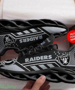 Las Vegas Raiders Logo Custom Name Pattern 3D Max Soul Sneaker Shoes In Black And Gray - Las Vegas Raiders Logo Custom Name Pattern 3D Max Soul Sneaker Shoes In Black And Gray_4