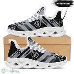 Las Vegas Raiders Logo Custom Name Pattern 3D Max Soul Sneaker Shoes In Gray And Black - Las Vegas Raiders Logo Custom Name Pattern 3D Max Soul Sneaker Shoes In Gray And Black_3