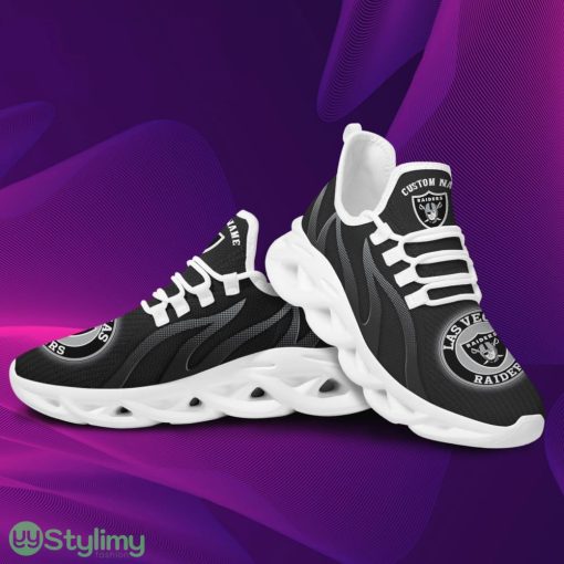 Las Vegas Raiders Logo Custom Name Pattern In Black 3D Max Soul Sneaker Shoes