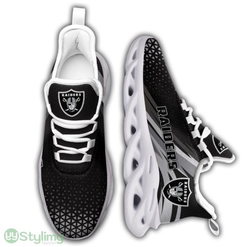 Las Vegas Raiders Logo Custom Name Pattern In Gray And Black 3D Max Soul Sneaker Shoes