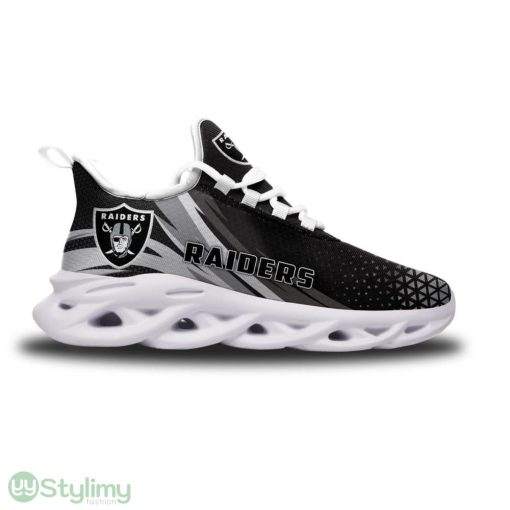 Las Vegas Raiders Logo Custom Name Pattern In Gray And Black 3D Max Soul Sneaker Shoes