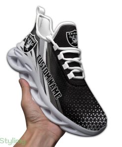 Las Vegas Raiders Logo Custom Name Pattern In Gray And Black 3D Max Soul Sneaker Shoes - Las Vegas Raiders Logo Custom Name Pattern In Gray And Black 3D Max Soul Sneaker Shoes_4