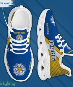 Leicester City Logo Custom Name Pattern 3D Max Soul Sneaker Shoes In Blue And Yellow - Leicester City Logo Custom Name Pattern 3D Max Soul Sneaker Shoes In Blue And Yellow_3