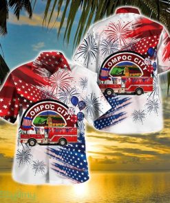 Lompoc, California, Lompoc Fire Department, 4th Of July Hawaiian Shirt - Lompoc, California, Lompoc Fire Department, 4th Of July Hawaiian Shirt