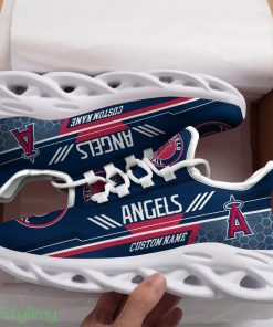 Los Angeles Angels Logo Beehive Pattern Custom Name 3D Max Soul Sneaker Shoes - Los Angeles Angels Logo Beehive Pattern Custom Name 3D Max Soul Sneaker Shoes_3