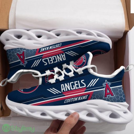 Los Angeles Angels Logo Beehive Pattern Custom Name 3D Max Soul Sneaker Shoes