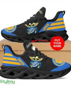 Los Angeles Chargers Baby Yoda HugLogo Custom Name Pattern 3D Max Soul Sneaker Shoes - Los Angeles Chargers Baby Yoda HugLogo Custom Name Pattern 3D Max Soul Sneaker Shoes_1