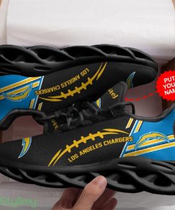 Los Angeles Chargers Logo Baseball Pattern Custom Name 3D Max Soul Sneaker Shoes - Los Angeles Chargers Logo Baseball Pattern Custom Name 3D Max Soul Sneaker Shoes_3