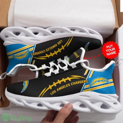 Los Angeles Chargers Logo Baseball Pattern Custom Name 3D Max Soul Sneaker Shoes