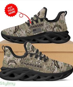 Los Angeles Chargers Logo Custom Name Camouflage Pattern 3D Max Soul Sneaker Shoes - Los Angeles Chargers Logo Custom Name Camouflage Pattern 3D Max Soul Sneaker Shoes_1