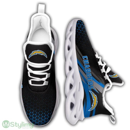 Los Angeles Chargers Logo Custom Name Pattern 3D Max Soul Sneaker Shoes In Black