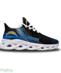 Los Angeles Chargers Logo Custom Name Pattern 3D Max Soul Sneaker Shoes In Black - Los Angeles Chargers Logo Custom Name Pattern 3D Max Soul Sneaker Shoes In Black_3