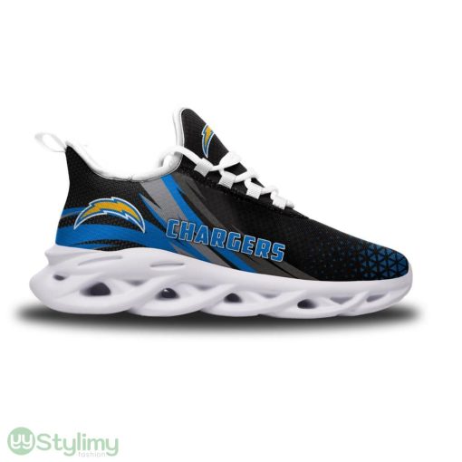 Los Angeles Chargers Logo Custom Name Pattern 3D Max Soul Sneaker Shoes In Black