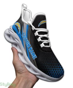 Los Angeles Chargers Logo Custom Name Pattern 3D Max Soul Sneaker Shoes In Black - Los Angeles Chargers Logo Custom Name Pattern 3D Max Soul Sneaker Shoes In Black_4