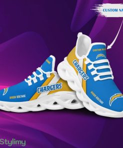 Los Angeles Chargers Logo Custom Name Pattern 3D Max Soul Sneaker Shoes In Yellow And Blue - Los Angeles Chargers Logo Custom Name Pattern 3D Max Soul Sneaker Shoes In Yellow And Blue_2