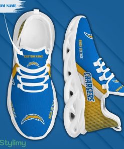 Los Angeles Chargers Logo Custom Name Pattern 3D Max Soul Sneaker Shoes In Yellow And Blue - Los Angeles Chargers Logo Custom Name Pattern 3D Max Soul Sneaker Shoes In Yellow And Blue_3