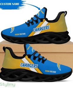 Los Angeles Chargers Logo Custom Name Pattern 3D Max Soul Sneaker Shoes In Yellow And Blue - Los Angeles Chargers Logo Custom Name Pattern 3D Max Soul Sneaker Shoes In Yellow And Blue_4