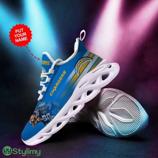 Los Angeles Chargers Logo Illustration Image Pattern Custom Name 3D Max Soul Sneaker Shoes