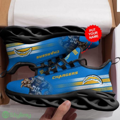 Los Angeles Chargers Logo Illustration Image Pattern Custom Name 3D Max Soul Sneaker Shoes