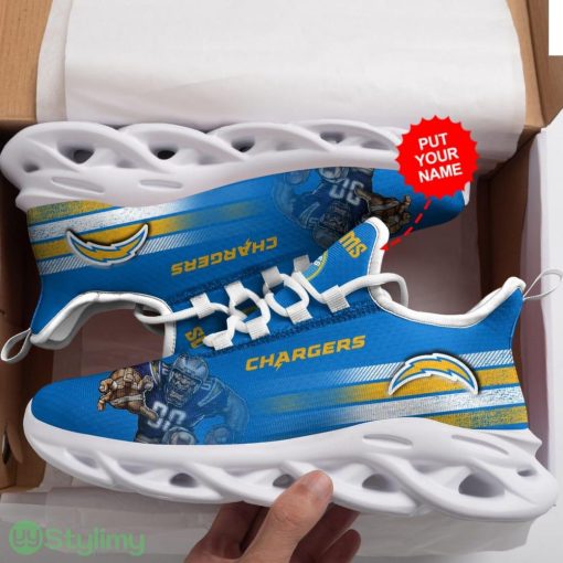 Los Angeles Chargers Logo Illustration Image Pattern Custom Name 3D Max Soul Sneaker Shoes