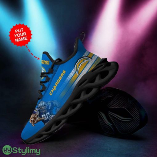 Los Angeles Chargers Logo Illustration Image Pattern Custom Name 3D Max Soul Sneaker Shoes