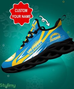 Los Angeles Chargers Logo Line Pattern Custom Name 3D Max Soul Sneaker Shoes - Los Angeles Chargers Logo Line Pattern Custom Name 3D Max Soul Sneaker Shoes_1