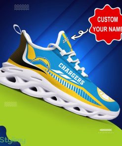 Los Angeles Chargers Logo Stripe Line Pattern Custom Name 3D Max Soul Sneaker Shoes - Los Angeles Chargers Logo Stripe Line Pattern Custom Name 3D Max Soul Sneaker Shoes_2