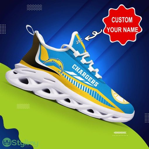 Los Angeles Chargers Logo Stripe Line Pattern Custom Name 3D Max Soul Sneaker Shoes