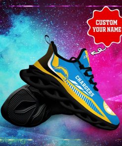 Los Angeles Chargers Logo Stripe Line Pattern Custom Name 3D Max Soul Sneaker Shoes - Los Angeles Chargers Logo Stripe Line Pattern Custom Name 3D Max Soul Sneaker Shoes_4