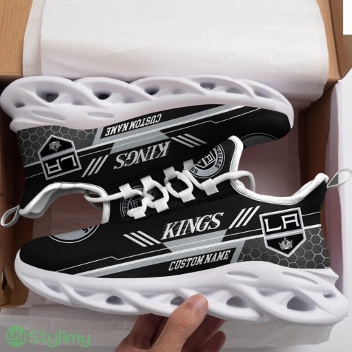 Los Angeles Kings Logo Custom Name Pattern 3D Max Soul Sneaker Shoes In Black