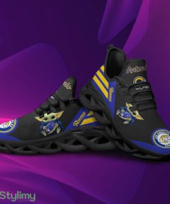 Los Angeles Rams Baby Yoda Logo Pattern Custom Name 3D Max Soul Sneaker Shoes - Los Angeles Rams Baby Yoda Logo Pattern Custom Name 3D Max Soul Sneaker Shoes_2