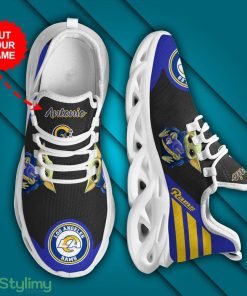 Los Angeles Rams Baby Yoda Logo Pattern Custom Name 3D Max Soul Sneaker Shoes - Los Angeles Rams Baby Yoda Logo Pattern Custom Name 3D Max Soul Sneaker Shoes_3