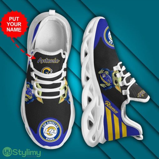 Los Angeles Rams Baby Yoda Logo Pattern Custom Name 3D Max Soul Sneaker Shoes