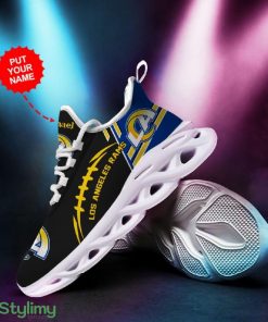 Los Angeles Rams Logo Baseball Line Pattern Custom Name 3D Max Soul Sneaker Shoes - Los Angeles Rams Logo Baseball Line Pattern Custom Name 3D Max Soul Sneaker Shoes_2