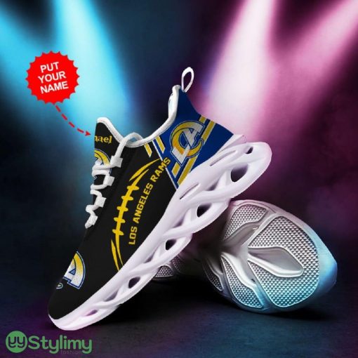 Los Angeles Rams Logo Baseball Line Pattern Custom Name 3D Max Soul Sneaker Shoes