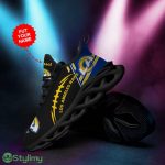 Los Angeles Rams Logo Baseball Line Pattern Custom Name 3D Max Soul Sneaker Shoes - Los Angeles Rams Logo Baseball Line Pattern Custom Name 3D Max Soul Sneaker Shoes_3