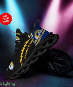 Los Angeles Rams Logo Baseball Line Pattern Custom Name 3D Max Soul Sneaker Shoes - Los Angeles Rams Logo Baseball Line Pattern Custom Name 3D Max Soul Sneaker Shoes_1