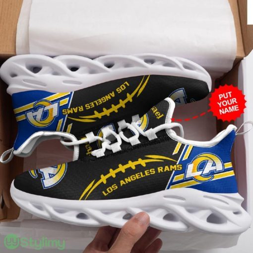 Los Angeles Rams Logo Baseball Line Pattern Custom Name 3D Max Soul Sneaker Shoes