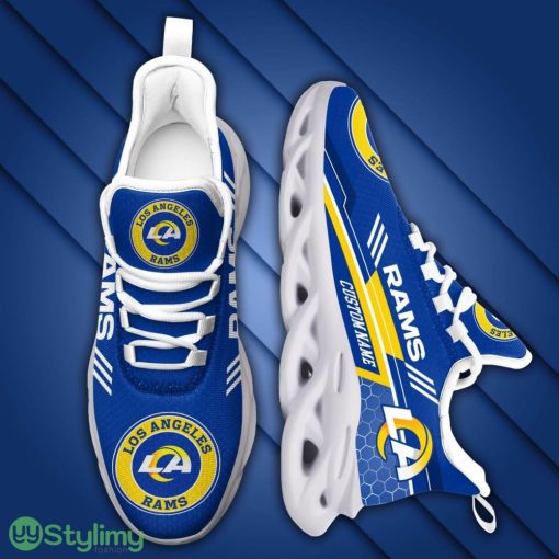 Los Angeles Rams Logo Custom Name In Blue 3D Max Soul Sneaker Shoes