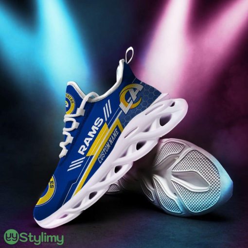 Los Angeles Rams Logo Custom Name In Blue 3D Max Soul Sneaker Shoes