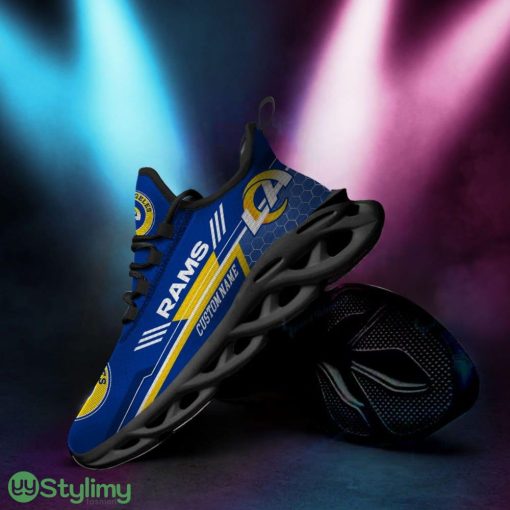 Los Angeles Rams Logo Custom Name In Blue 3D Max Soul Sneaker Shoes