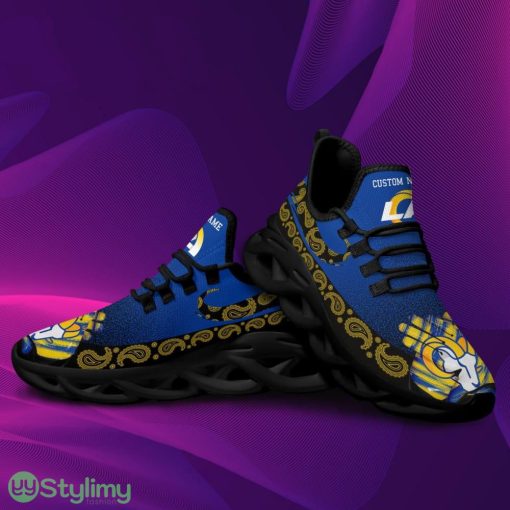 Los Angeles Rams Logo Pattern Custom Name 3D Max Soul Sneaker Shoes