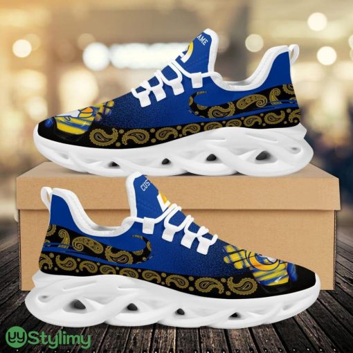 Los Angeles Rams Logo Pattern Custom Name 3D Max Soul Sneaker Shoes